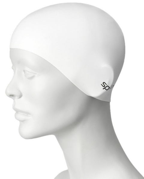 sklep pływacki aqua-swim.pl Czepek pływacki PLAIN FLAT SILICONE 8-709910010 biały SPEEDO na modelu sklep pływacki aqua-swim.pl Czepek pływacki PLAIN FLAT SILICONE 8-709910010 biały SPEEDO na modelu
