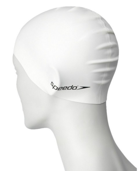 sklep pływacki aqua-swim.pl Czepek pływacki PLAIN FLAT SILICONE 8-709910010 biały SPEEDO na modelu tył sklep pływacki aqua-swim.pl Czepek pływacki PLAIN FLAT SILICONE 8-709910010 biały SPEEDO na modelu tył