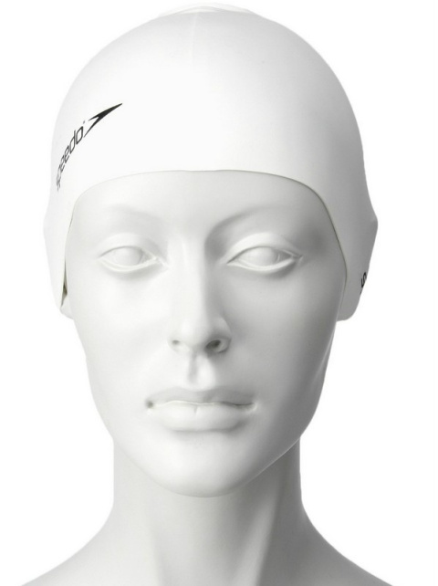 sklep pływacki aqua-swim.pl Czepek pływacki PLAIN FLAT SILICONE 8-709910010 biały SPEEDO na modelu przód sklep pływacki aqua-swim.pl Czepek pływacki PLAIN FLAT SILICONE 8-709910010 biały SPEEDO na modelu przód