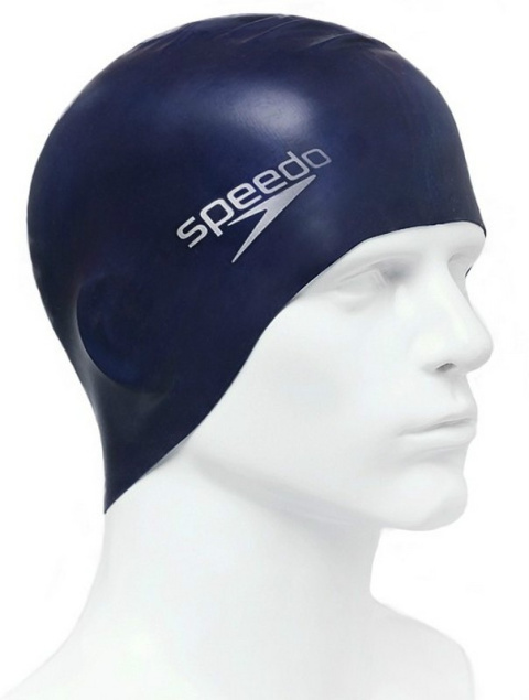 sklep pływacki aqua-swim.pl CZEPEK SILIKONOWY PLAIN FLAT SILICONE CAP BLUE SPEEDO na modelu