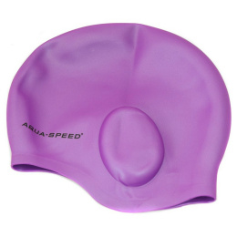 sklep pływacki aqua-swim.pl CZEPEK PŁYWACKI SILIKONOWY Z KIESZENIAMI NA USZY EAR CAP AQUA-SPEED 09 FIOLETOWY