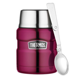 TERMOS OBIADOWY Z ŁYŻKĄ NA JEDZENIE KING 470ml 9h HOT malinowy