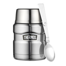 TERMOS OBIADOWY Z ŁYŻKĄ NA JEDZENIE KING 470ml STALOWY