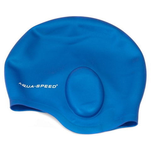 sklep pływacki aqua-swim.pl CZEPEK PŁYWACKI SILIKONOWY Z KIESZENIAMI NA USZY EAR CAP AQUA-SPEED 01 NIEBIESKI