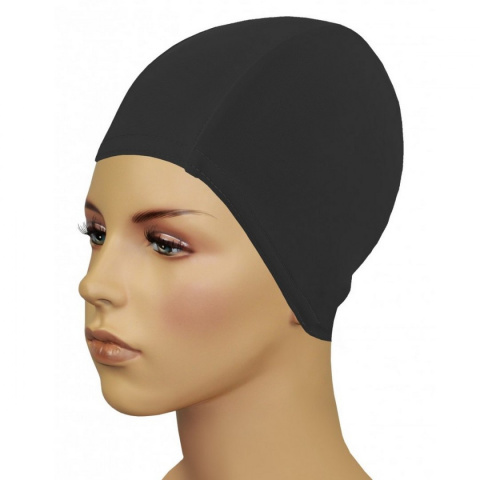 sklep pływacki aqua-swim.pl CZEPEK PŁYWACKI MATERIAŁOWY NA DŁUGIE WŁOSY BATHING CAP FOR LONG HAIR BLACK