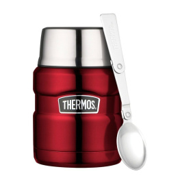 TERMOS OBIADOWY Z ŁYŻKĄ NA JEDZENIE KING 470ml RED 9h HOT