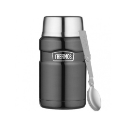 TERMOS OBIADOWY Z ŁYŻKA Thermos King 710ml DO 14h METALICZNY METALICZNY SZARY