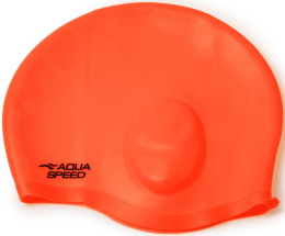 sklep pływacki aqua-swim.pl CZEPEK PŁYWACKI SILIKONOWY Z KIESZENIAMI NA USZY EAR CAP AQUA-SPEED 75 ORANGE