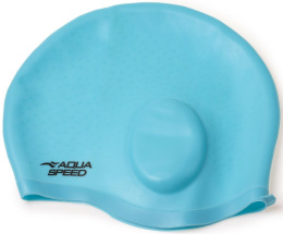 sklep pływacki aqua-swim.pl CZEPEK PŁYWACKI SILIKONOWY Z KIESZENIAMI NA USZY EAR CAP AQUA-SPEED 02 BLUE