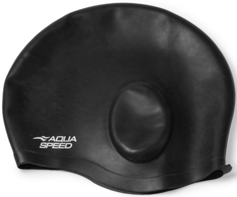 sklep pływacki aqua-swim.pl CZEPEK PŁYWACKI SILIKONOWY Z KIESZENIAMI NA USZY EAR CAP comfort AQUA-SPEED 07 BLACK